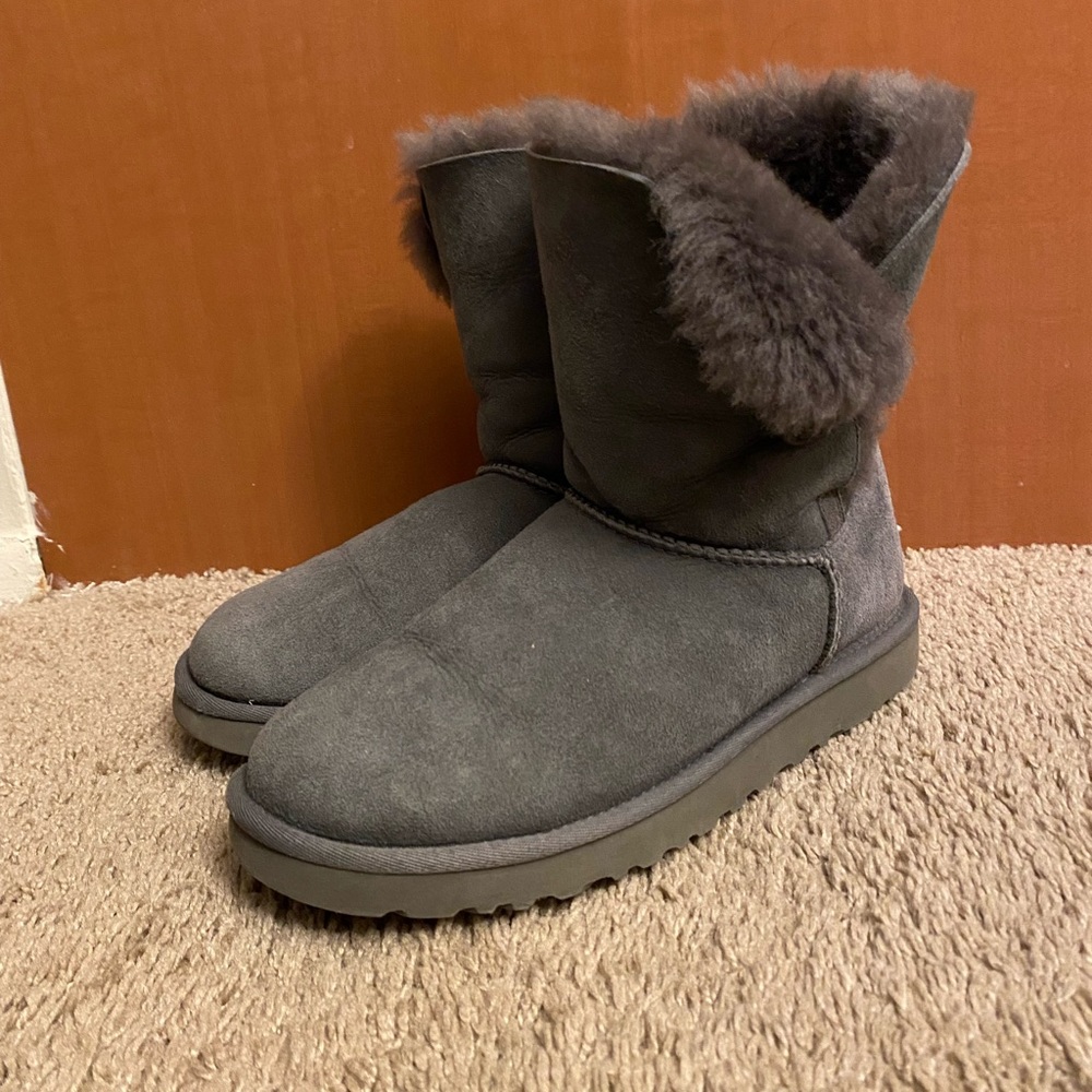 Grey Bailey Button Ugg Boots